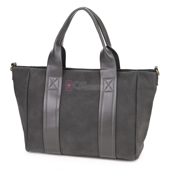 Голяма дамска ежедневна чанта от еко кожа, в сив цвят. Код: 3792-30