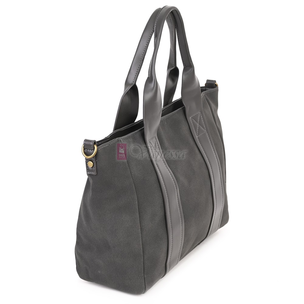 Голяма дамска ежедневна чанта от еко кожа, в сив цвят. Код: 3792-30