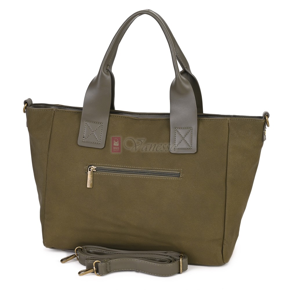 Голяма дамска ежедневна чанта от еко кожа, в зелен цвят. Код: 3792-30