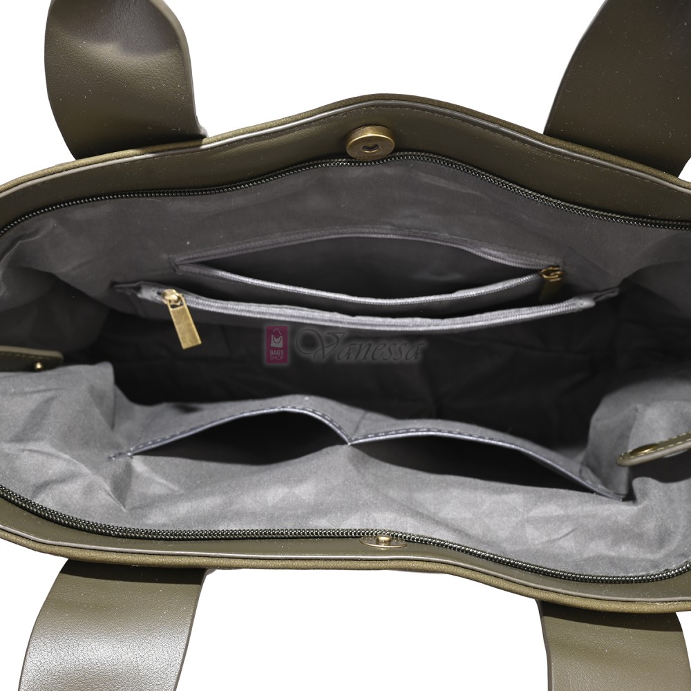 Голяма дамска ежедневна чанта от еко кожа, в зелен цвят. Код: 3792-30