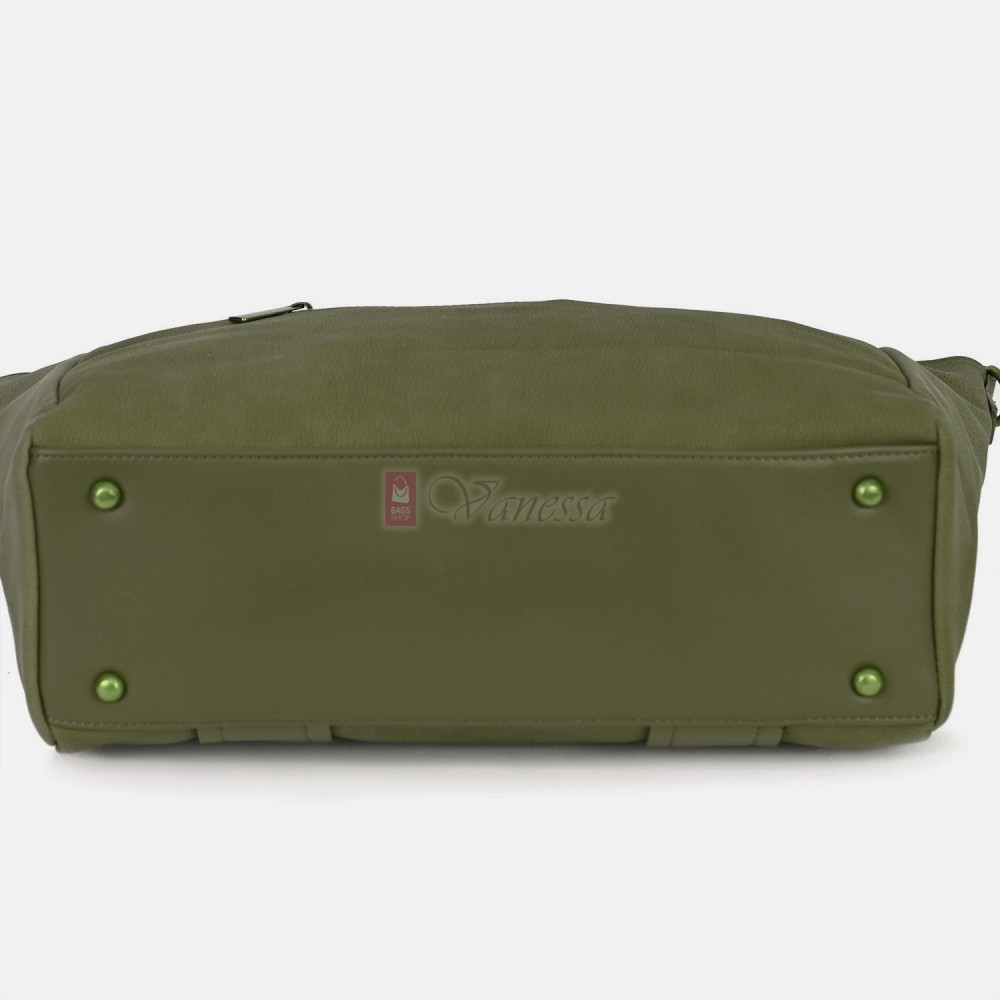 Голяма дамска ежедневна чанта от еко кожа, в зелен цвят. Код: 3792-30