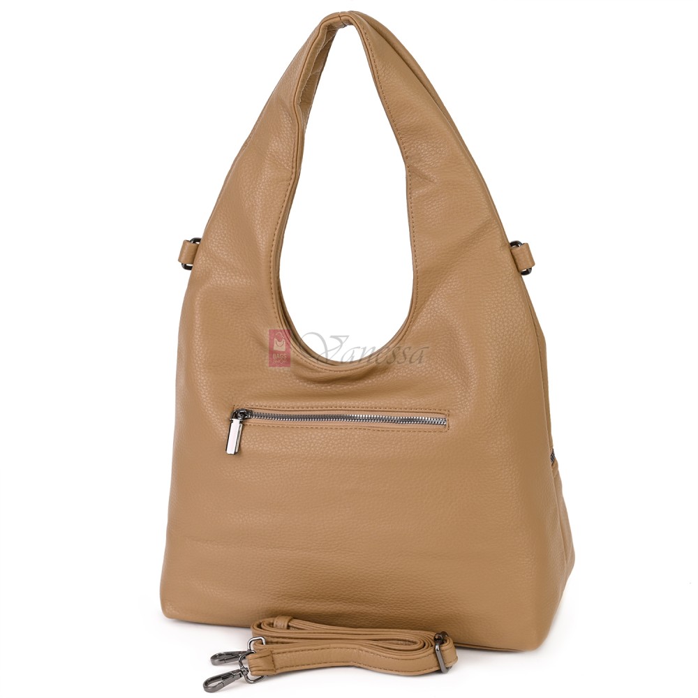 Голяма дамска чанта от еко кожа, в бежов цвят. Код: 394