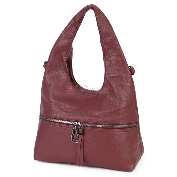 Голяма дамска чанта от еко кожа, в цвят бордо. Код: 394