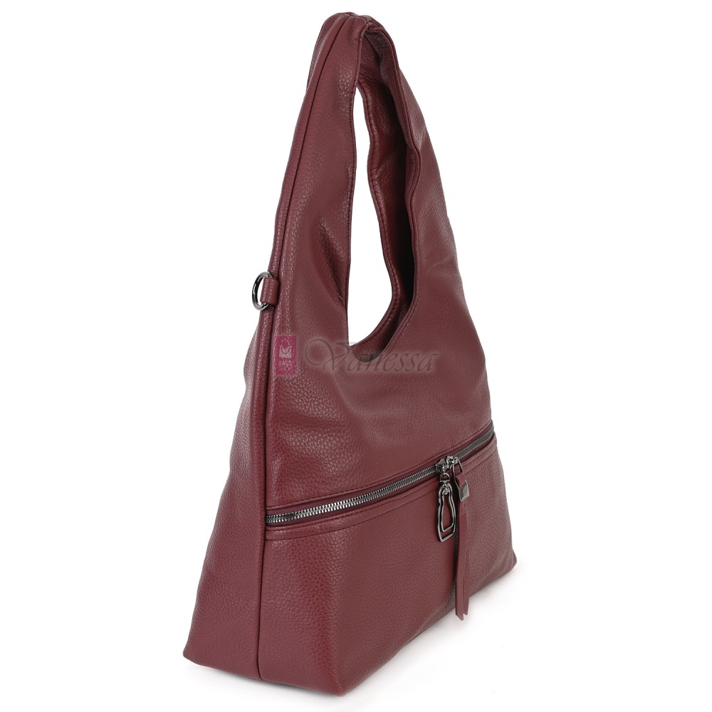 Голяма дамска чанта от еко кожа, в цвят бордо. Код: 394