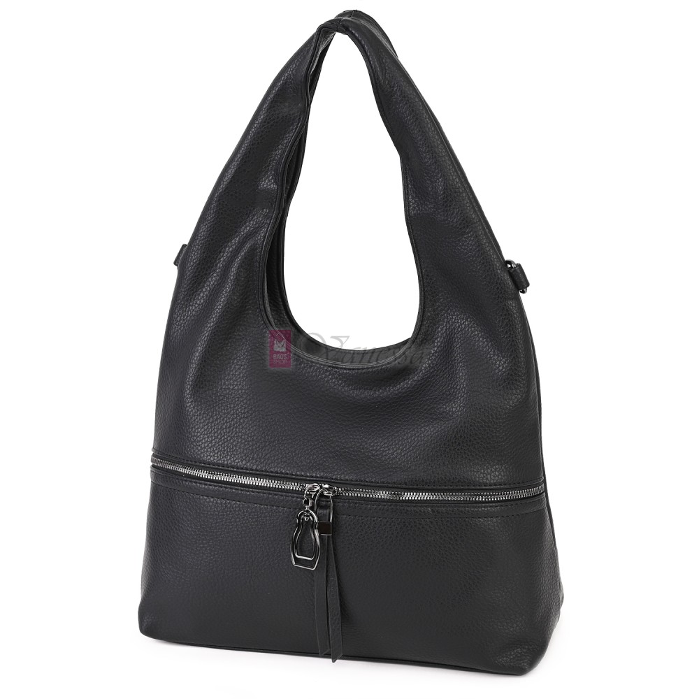 Голяма дамска чанта от еко кожа, в черен цвят. Код: 394