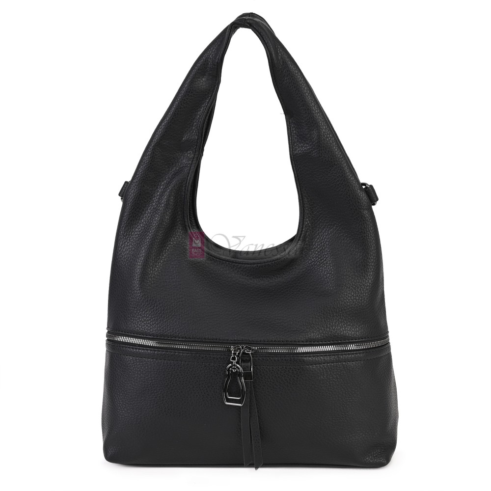 Голяма дамска чанта от еко кожа, в черен цвят. Код: 394