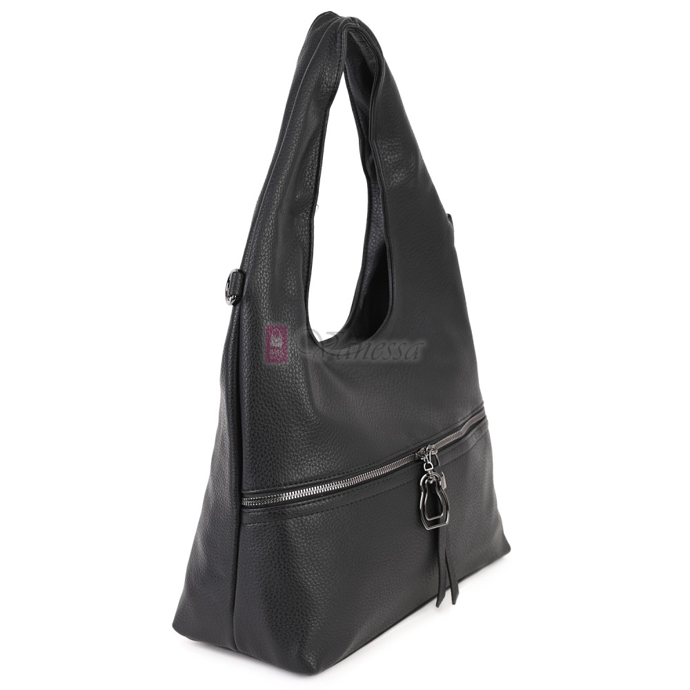 Голяма дамска чанта от еко кожа, в черен цвят. Код: 394