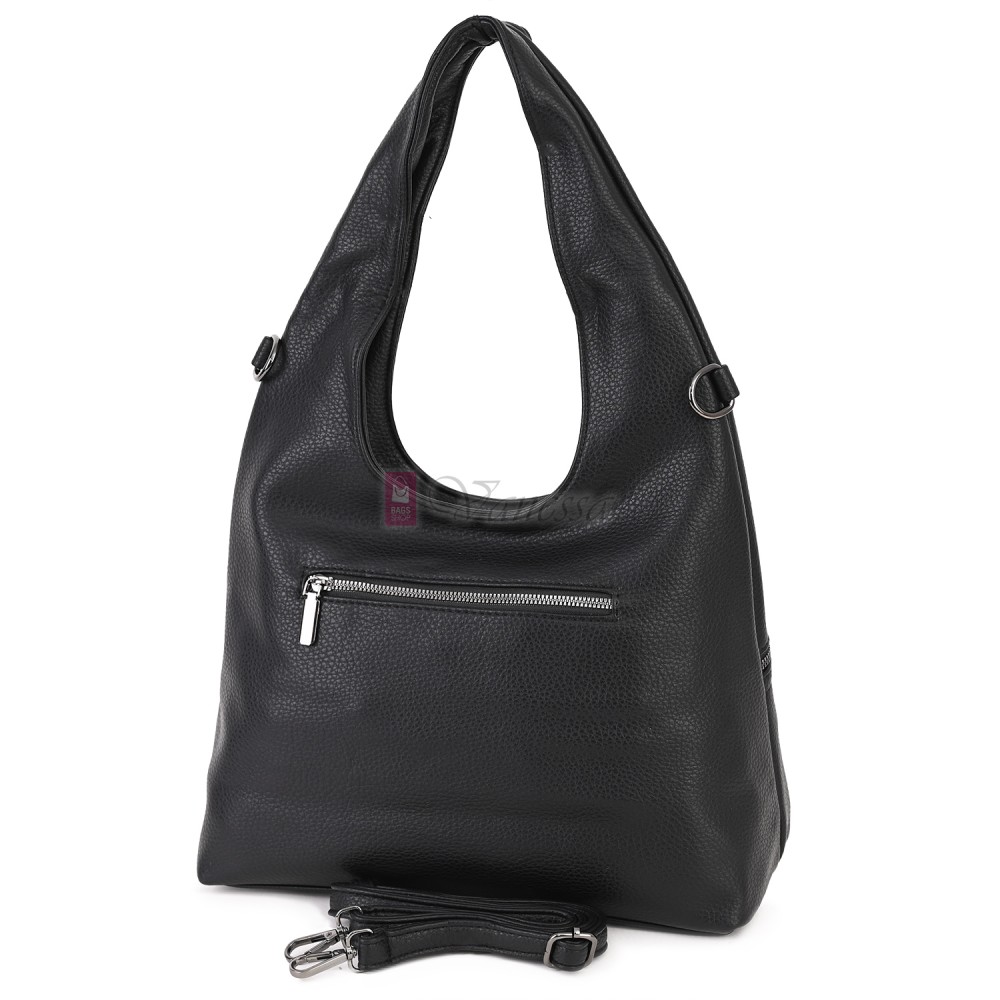 Голяма дамска чанта от еко кожа, в черен цвят. Код: 394