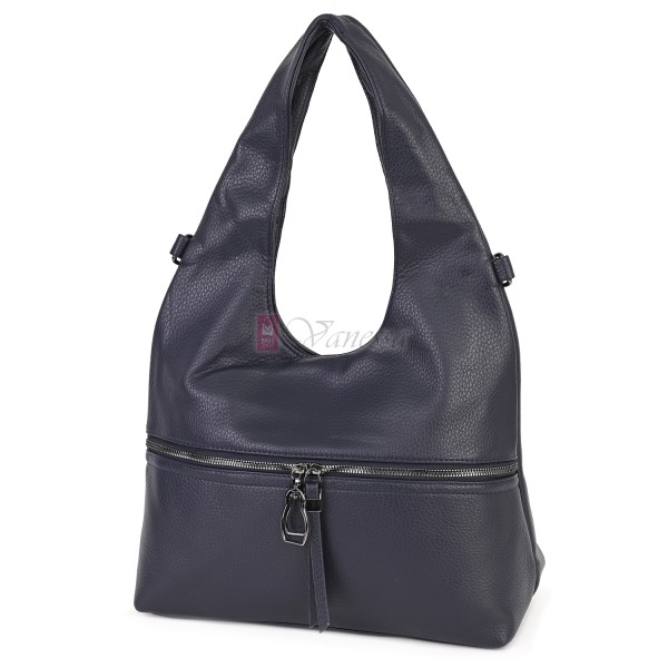 Голяма дамска чанта от еко кожа, в тъмносин цвят. Код: 394