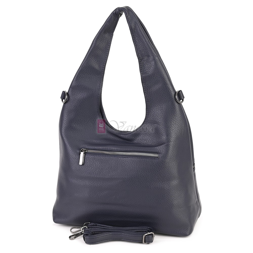 Голяма дамска чанта от еко кожа, в тъмносин цвят. Код: 394