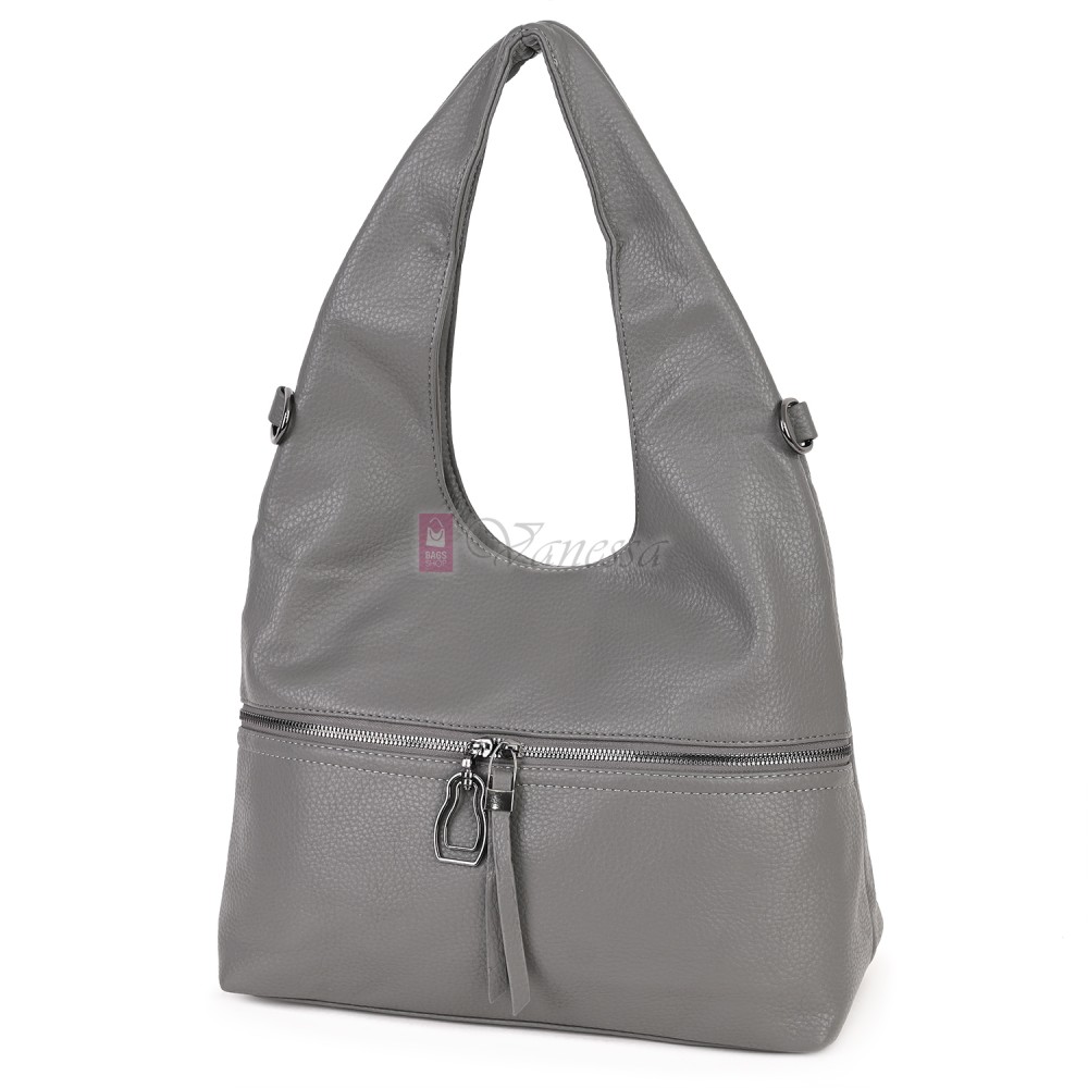 Голяма дамска чанта от еко кожа, в сив цвят. Код: 394