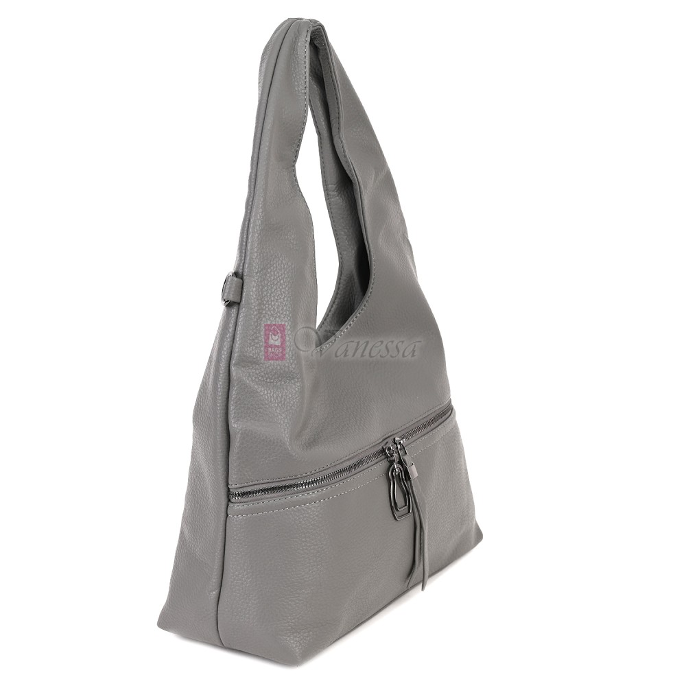 Голяма дамска чанта от еко кожа, в сив цвят. Код: 394