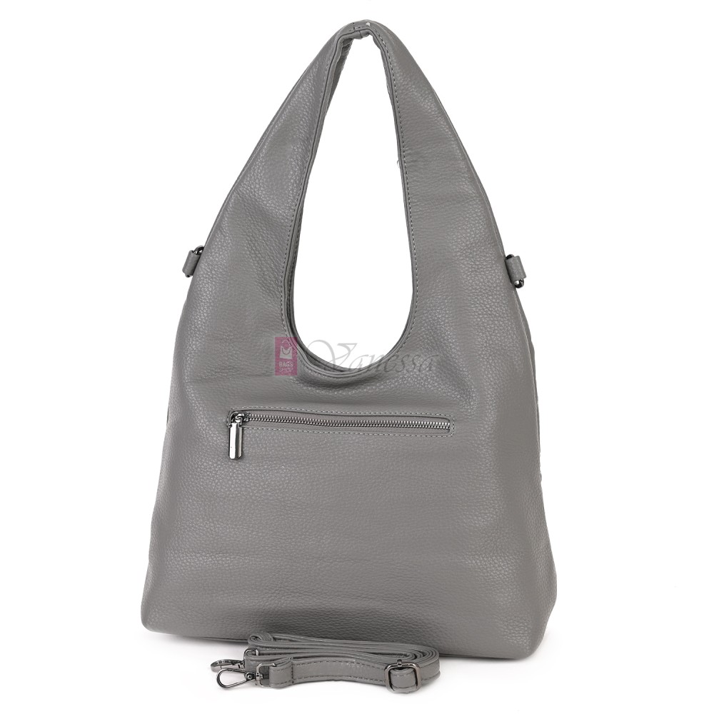 Голяма дамска чанта от еко кожа, в сив цвят. Код: 394