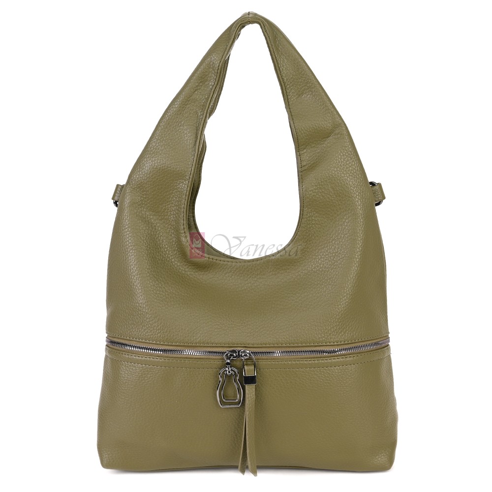 Голяма дамска чанта от еко кожа, в зелен цвят. Код: 394