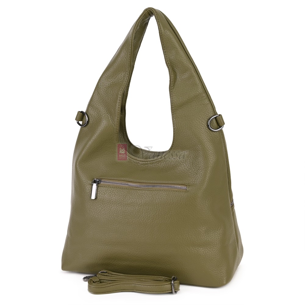 Голяма дамска чанта от еко кожа, в зелен цвят. Код: 394