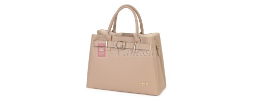 Елегантна дамска чанта от еко кожа, в бежов цвят. Код: 395