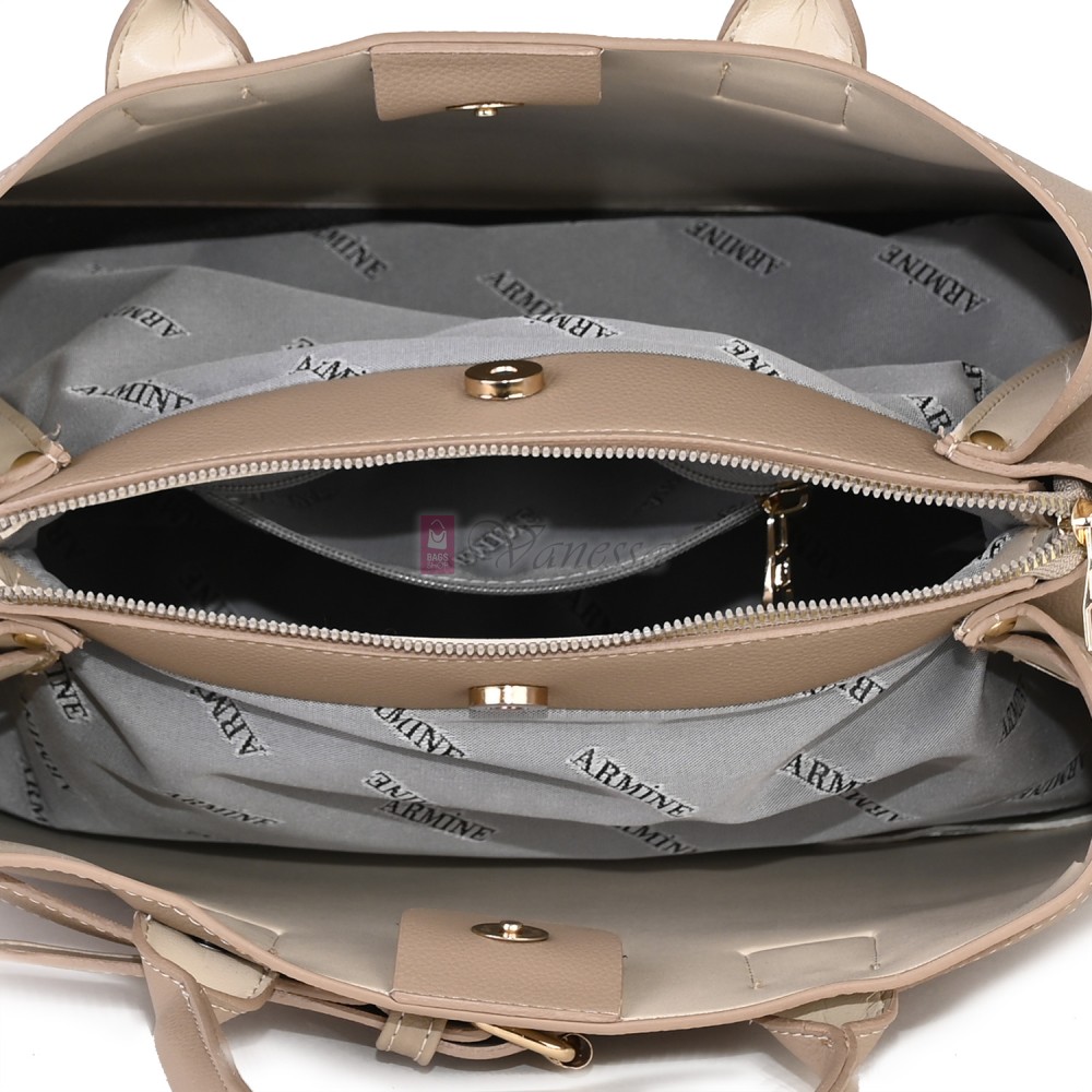 Елегантна дамска чанта от еко кожа, в бежов цвят. Код: 395