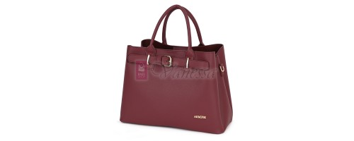Елегантна дамска чанта от еко кожа, в цвят бордо. Код: 395