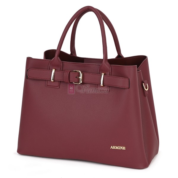 Елегантна дамска чанта от еко кожа, в цвят бордо. Код: 395