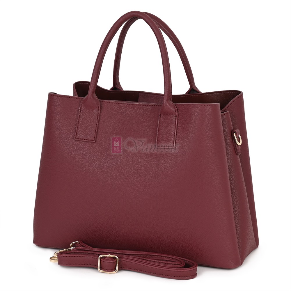 Елегантна дамска чанта от еко кожа, в цвят бордо. Код: 395