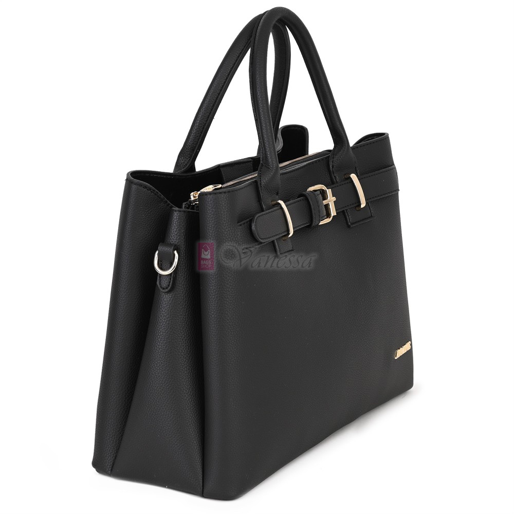 Елегантна дамска чанта от еко кожа, в черен цвят. Код: 395