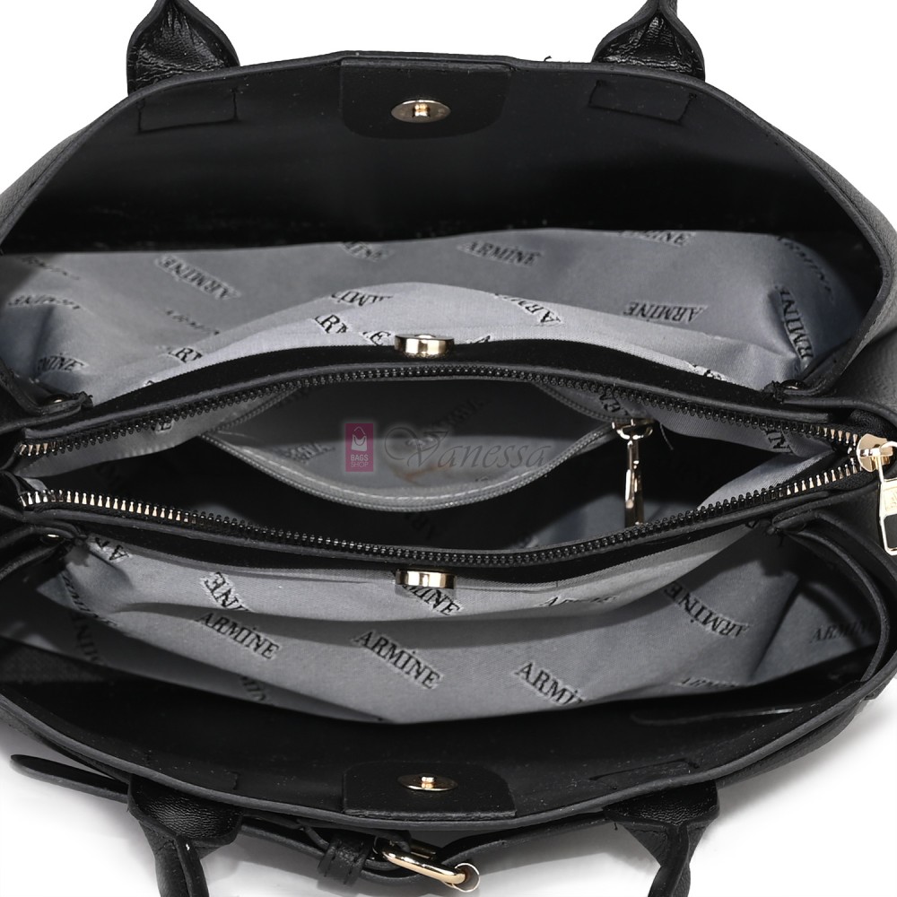 Елегантна дамска чанта от еко кожа, в черен цвят. Код: 395