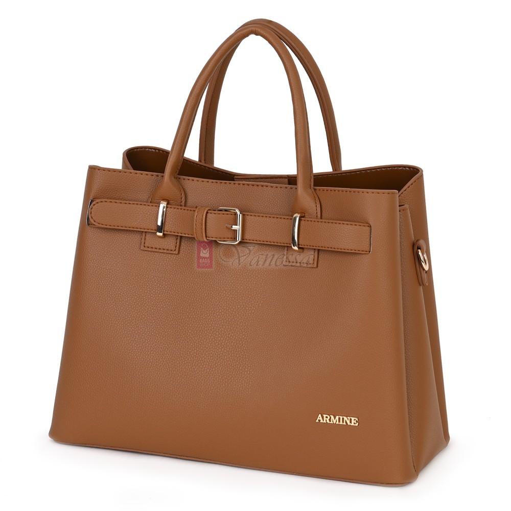 Елегантна дамска чанта от еко кожа, в кафяв цвят. Код: 395