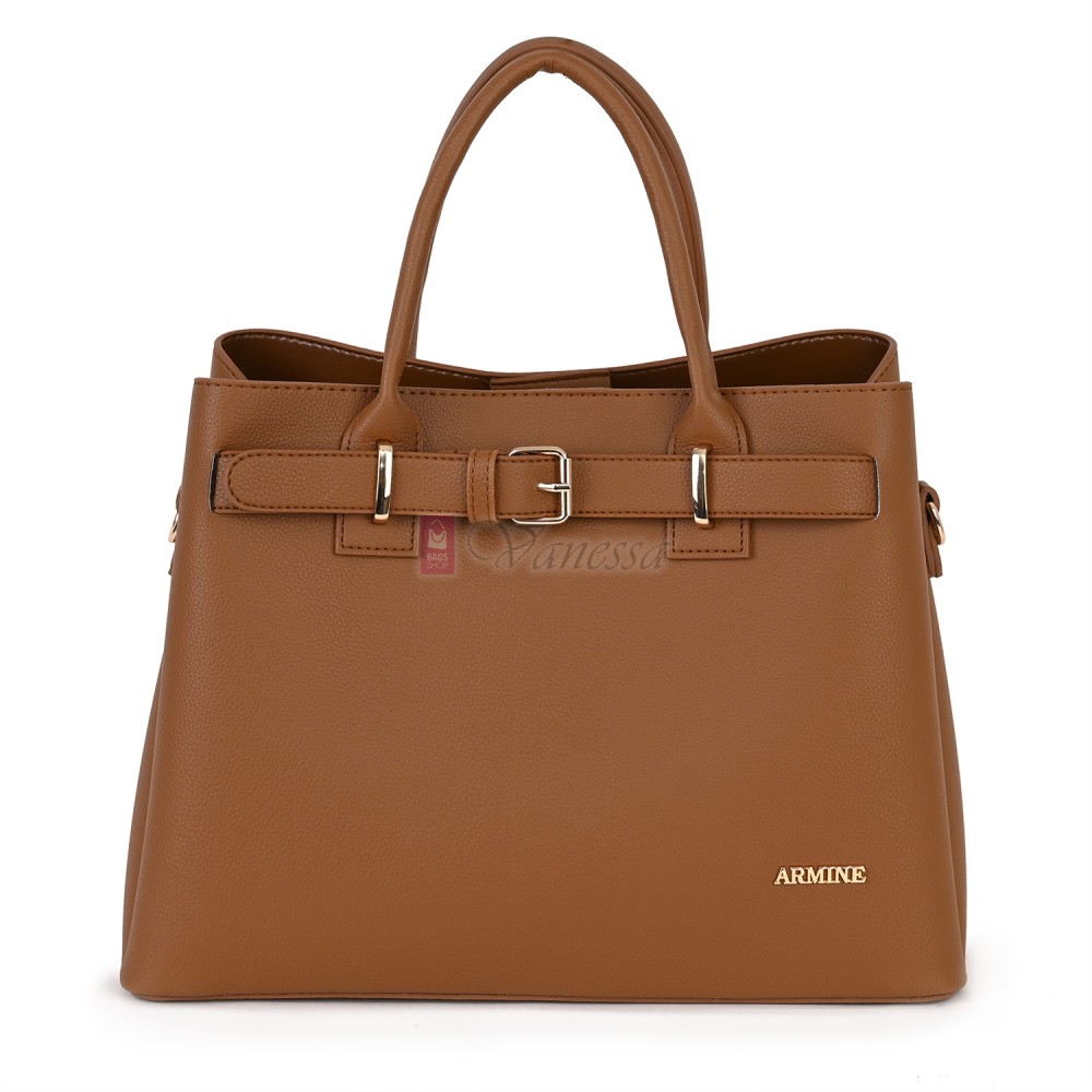 Елегантна дамска чанта от еко кожа, в кафяв цвят. Код: 395