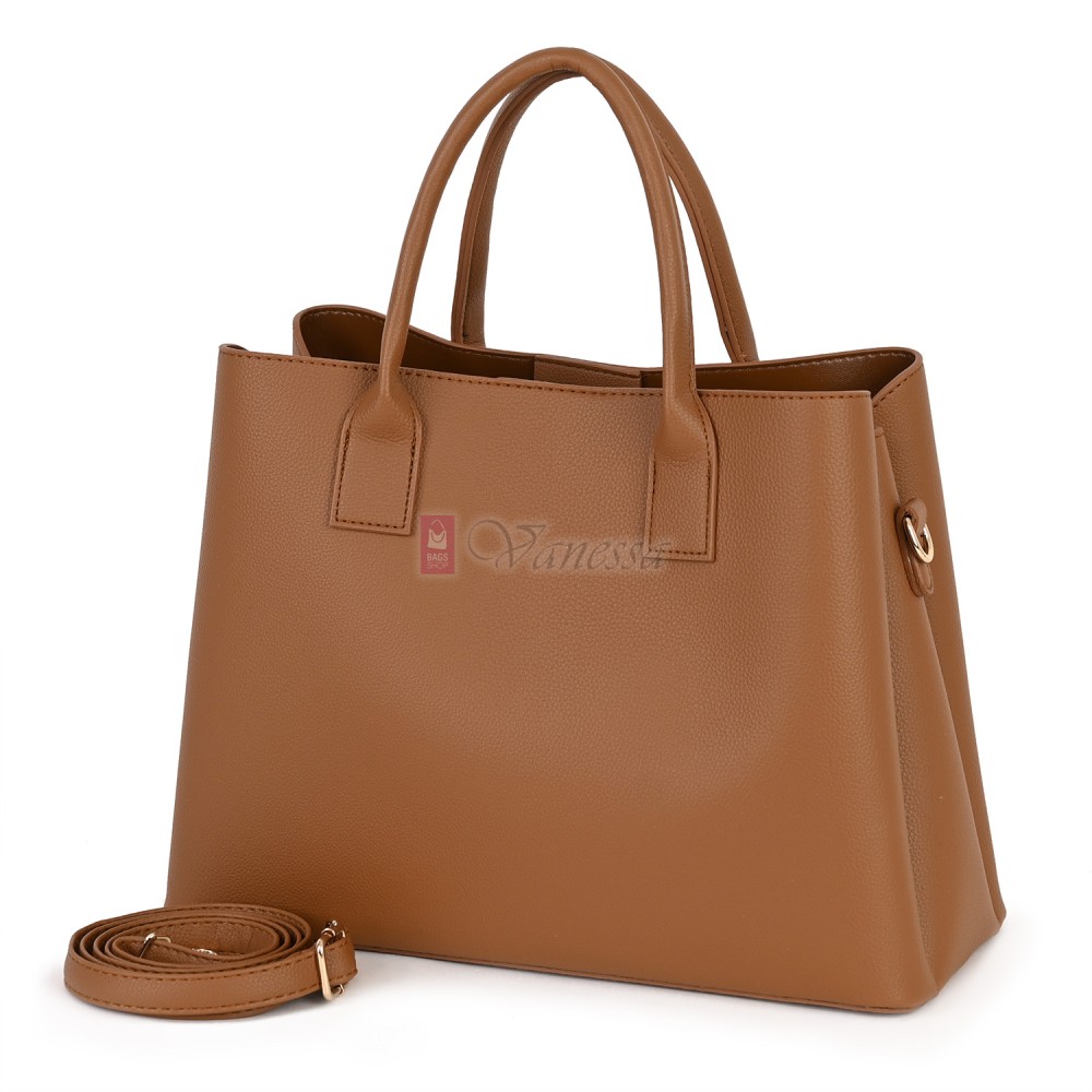 Елегантна дамска чанта от еко кожа, в кафяв цвят. Код: 395