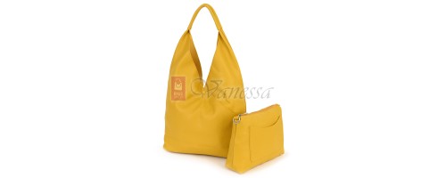 Голяма дамска чанта от еко кожа в жълт цвят. Код: 399-25