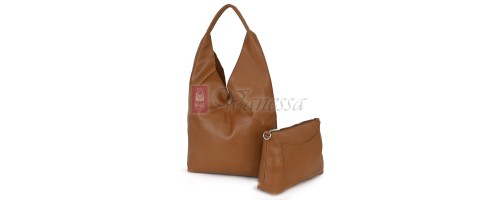 Голяма дамска чанта от еко кожа в кафяв цвят. Код: 399-25
