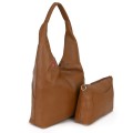 Голяма дамска чанта от еко кожа в кафяв цвят. Код: 399-25