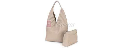 Голяма дамска чанта от еко кожа в бежов цвят. Код: 399-25