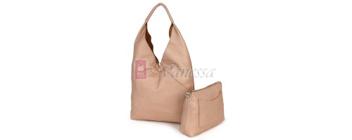 Голяма дамска чанта от еко кожа в цвят розово злато. Код: 399-25