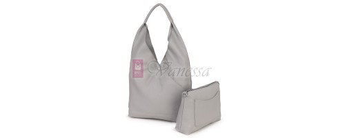 Голяма дамска чанта от еко кожа в сив цвят. Код: 399-25