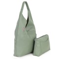 Голяма дамска чанта от еко кожа в зелен цвят. Код: 399-25