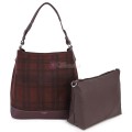 Голяма дамска чанта от велурена еко кожа, в цвят бордо. Код: 4018