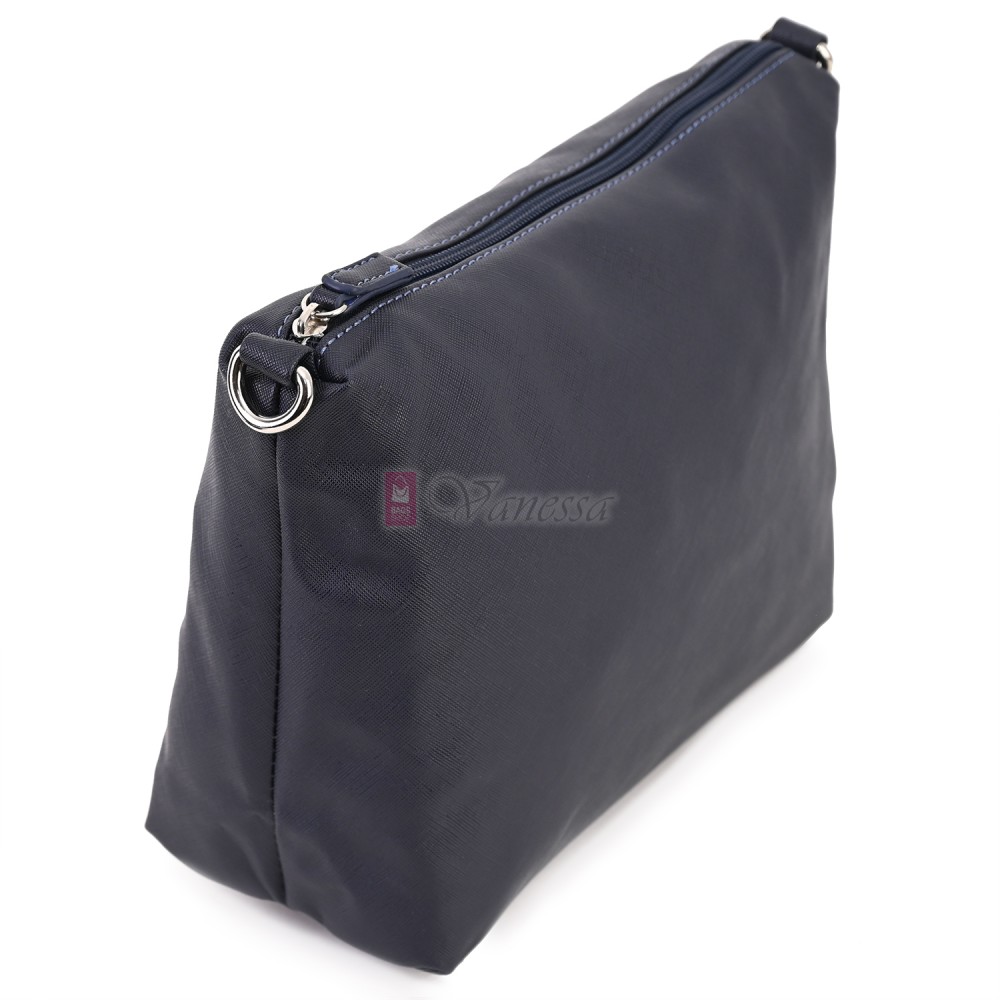 Голяма дамска чанта от велурена еко кожа, в тъмносин цвят. Код: 4018