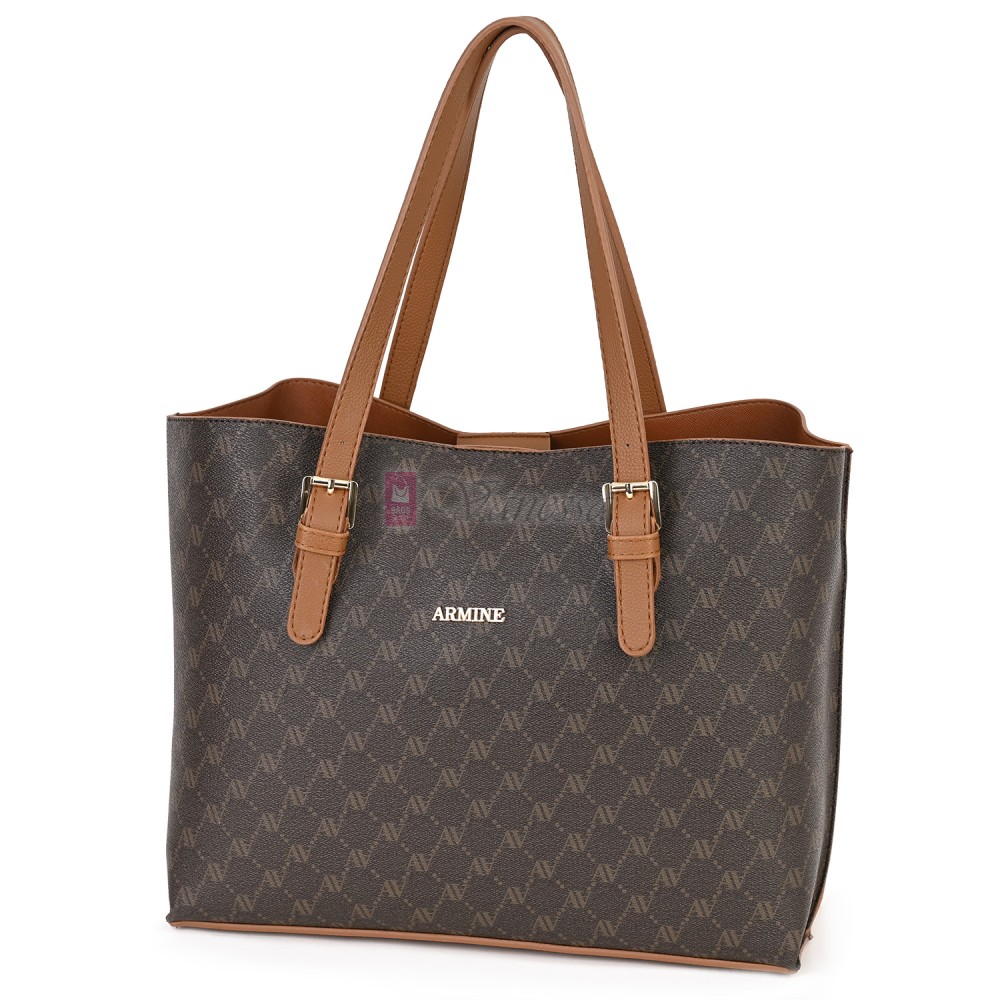 Елегантна дамска чанта от висококачествена еко кожа в кафяв цвят. Код: 421