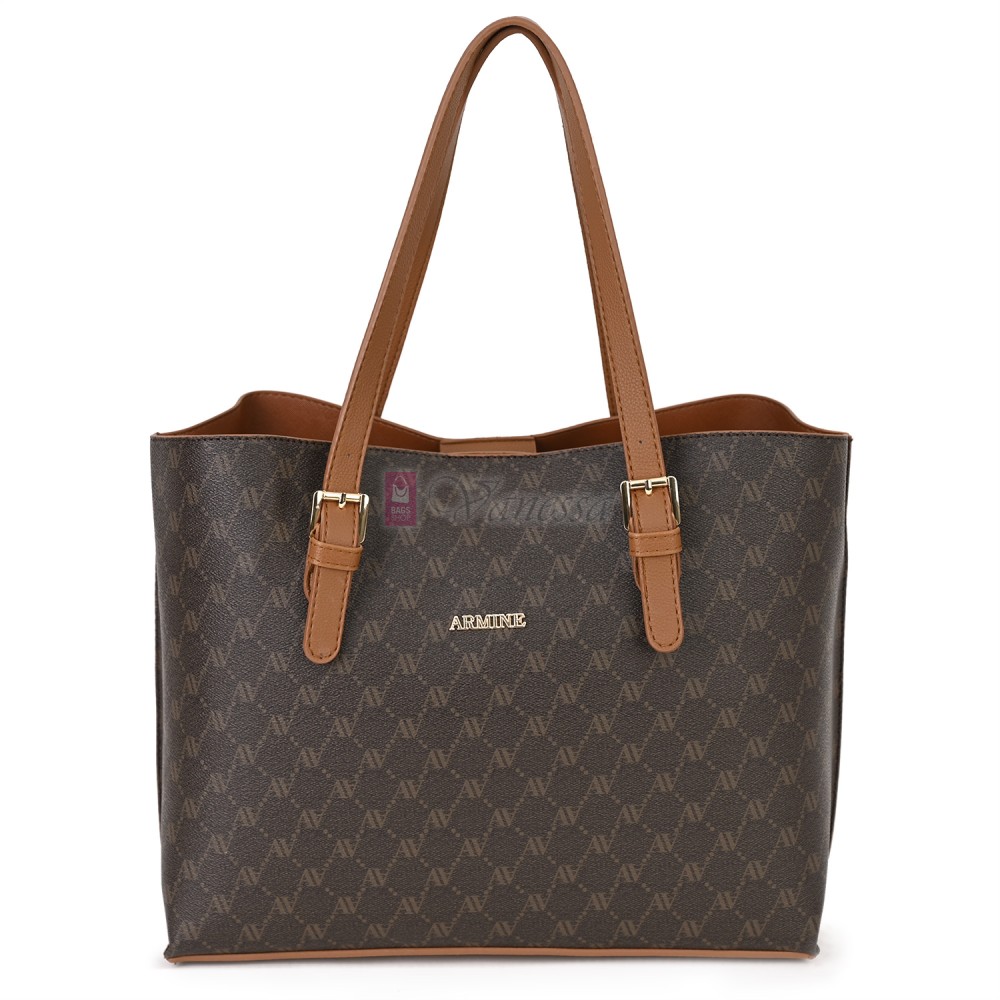 Елегантна дамска чанта от висококачествена еко кожа в кафяв цвят. Код: 421