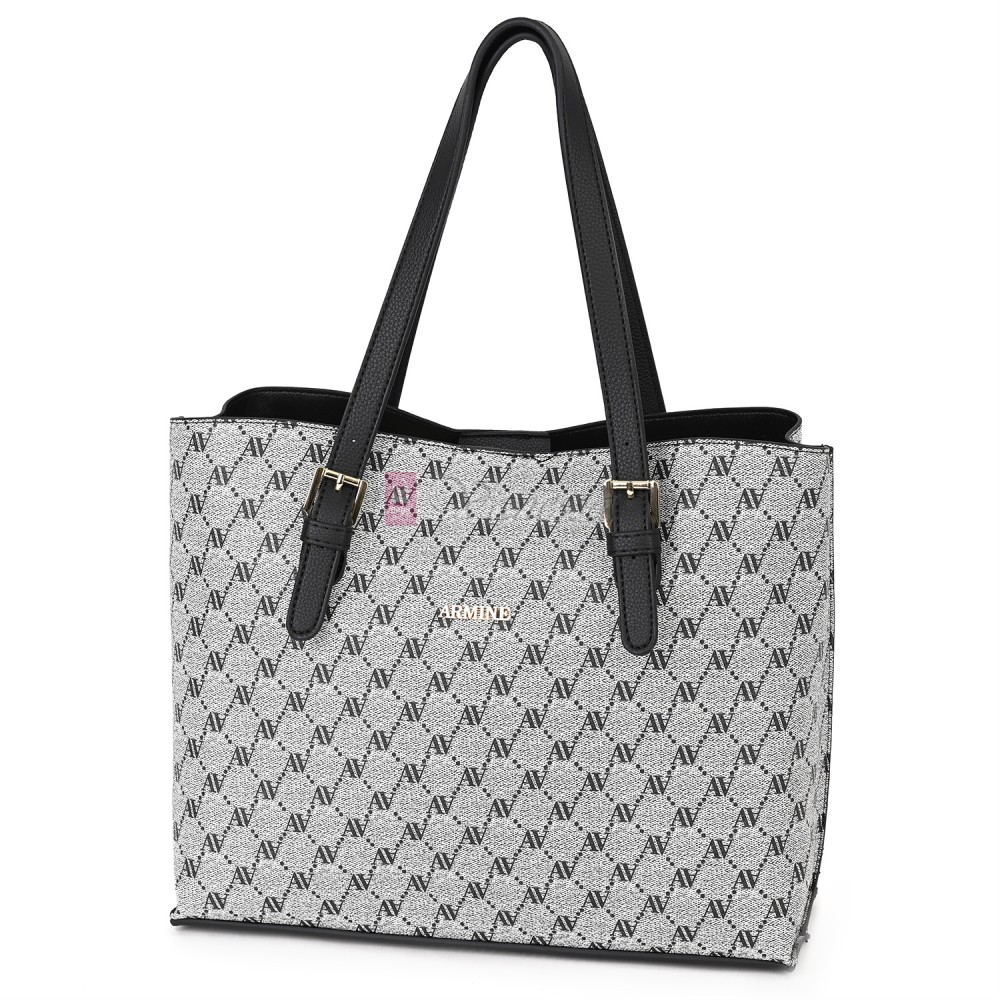 Елегантна дамска чанта от висококачествена еко кожа в сив цвят. Код: 421