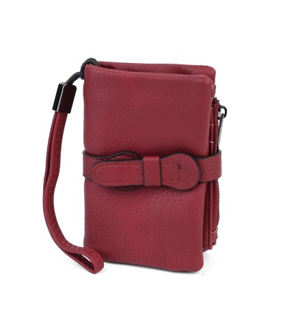 Средно дамско портмоне от високо качествена еко кожа в цвят бордо. Код: 423