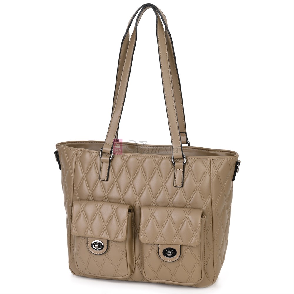 Ежедневна дамска чанта от еко кожа, в бежов цвят. Код: 430 Ежедневна дамска чанта от еко кожа, в бежов цвят. Код: 430