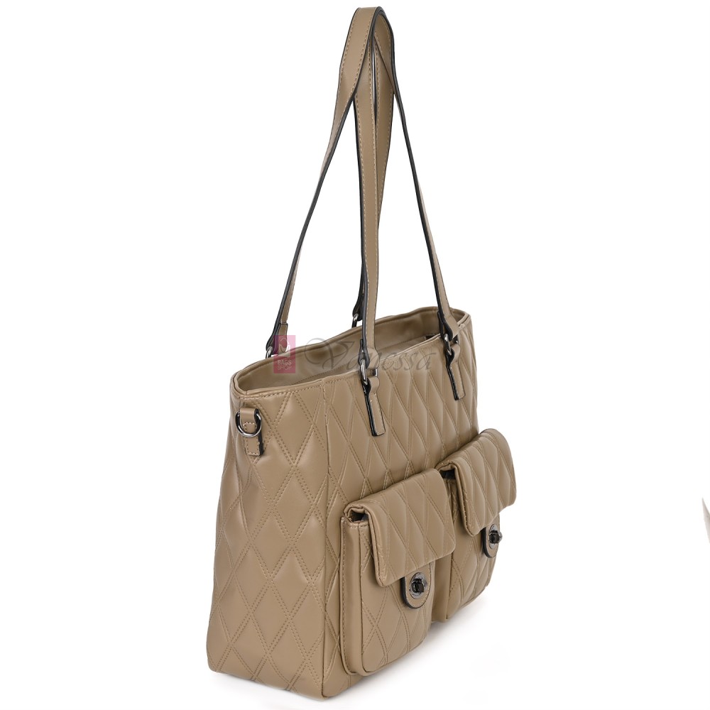 Ежедневна дамска чанта от еко кожа, в бежов цвят. Код: 430 Ежедневна дамска чанта от еко кожа, в бежов цвят. Код: 430