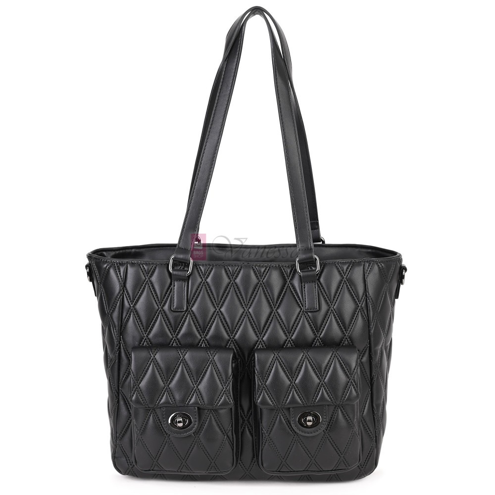 Ежедневна дамска чанта от еко кожа, в черен цвят. Код: 430 Ежедневна дамска чанта от еко кожа, в черен цвят. Код: 430