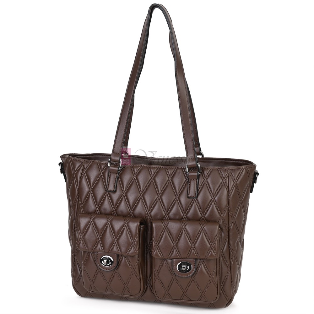 Ежедневна дамска чанта от еко кожа, в тъмнокафяв цвят. Код: 430 Ежедневна дамска чанта от еко кожа, в тъмнокафяв цвят. Код: 430