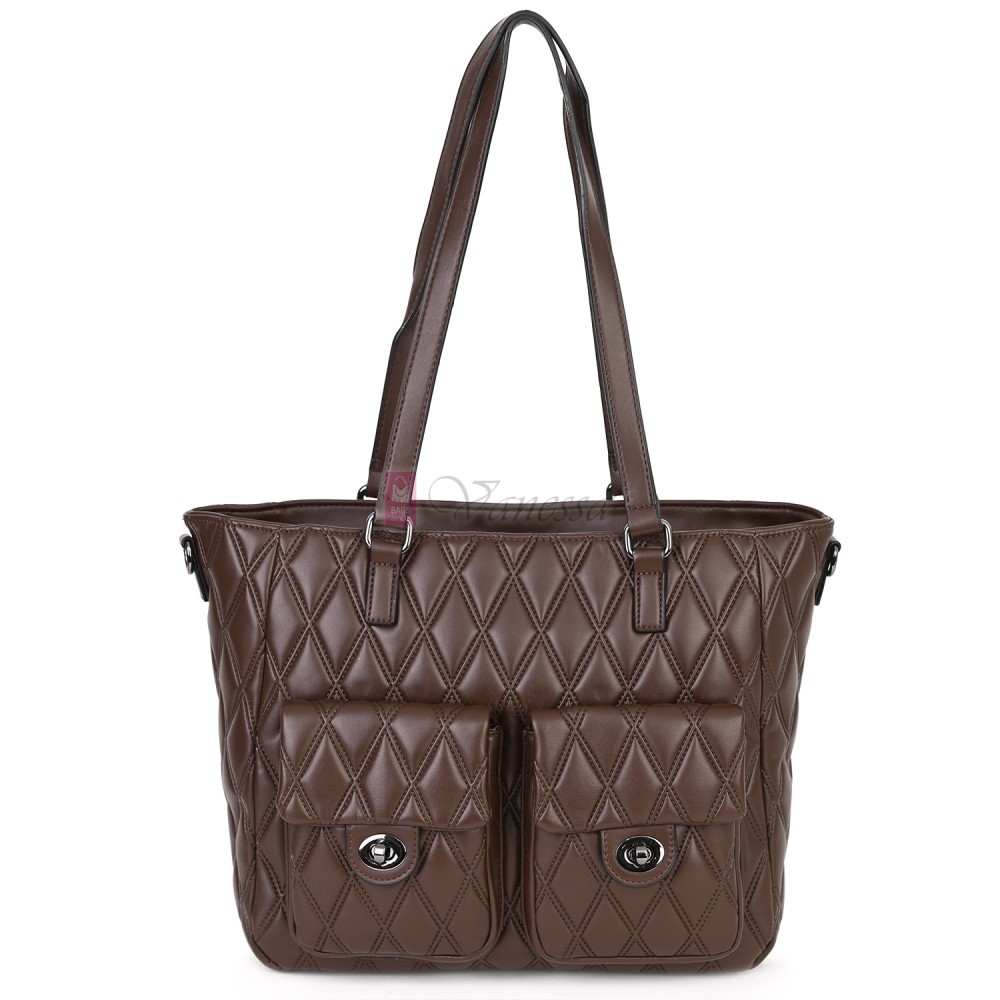 Ежедневна дамска чанта от еко кожа, в тъмнокафяв цвят. Код: 430 Ежедневна дамска чанта от еко кожа, в тъмнокафяв цвят. Код: 430