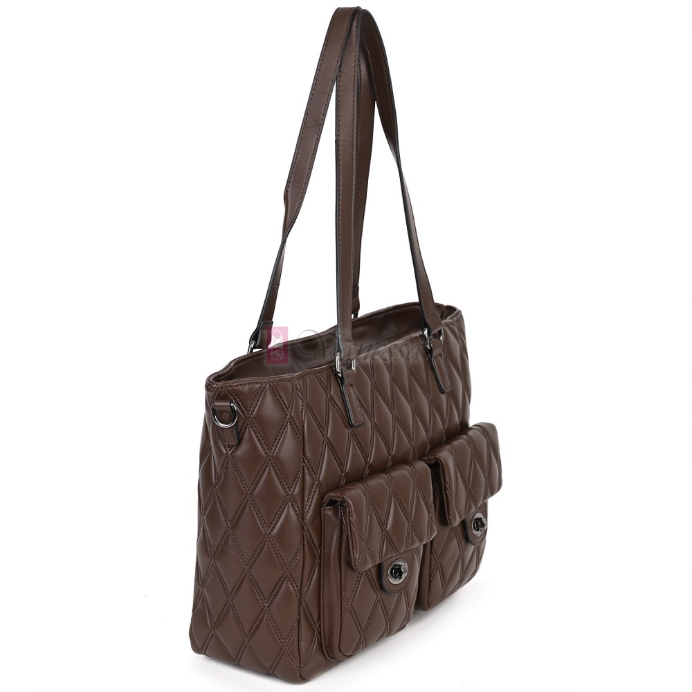 Ежедневна дамска чанта от еко кожа, в тъмнокафяв цвят. Код: 430 Ежедневна дамска чанта от еко кожа, в тъмнокафяв цвят. Код: 430