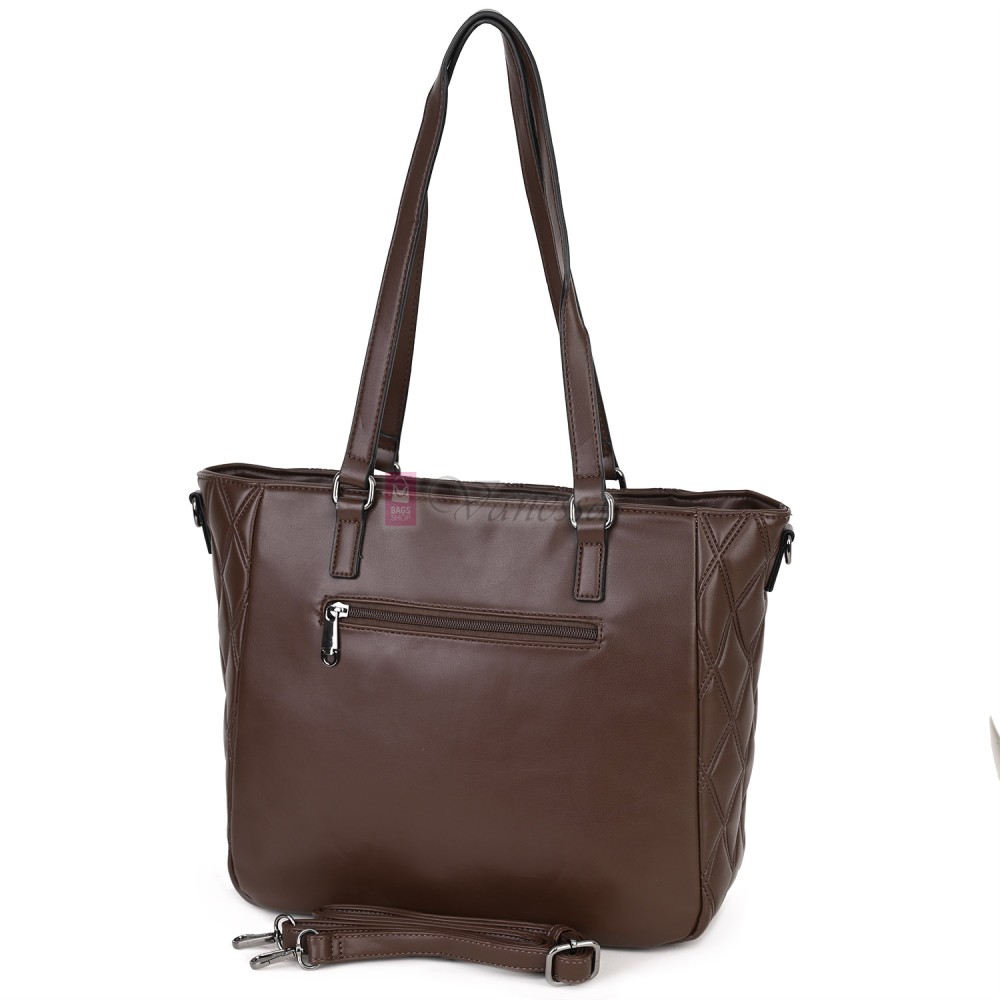 Ежедневна дамска чанта от еко кожа, в тъмнокафяв цвят. Код: 430 Ежедневна дамска чанта от еко кожа, в тъмнокафяв цвят. Код: 430