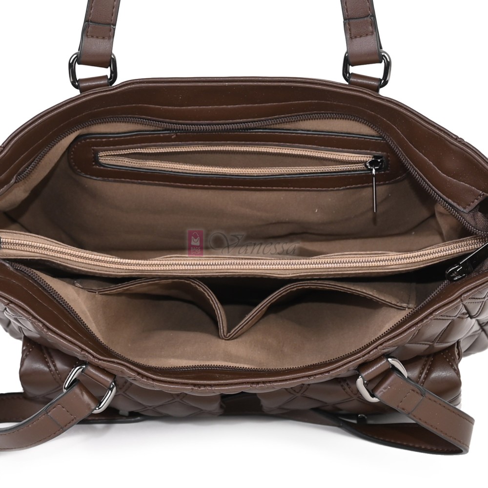 Ежедневна дамска чанта от еко кожа, в тъмнокафяв цвят. Код: 430 Ежедневна дамска чанта от еко кожа, в тъмнокафяв цвят. Код: 430